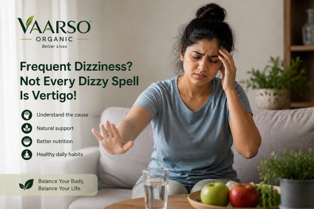 Dizziness vs vertigo: woman experiencing frequent dizziness at home