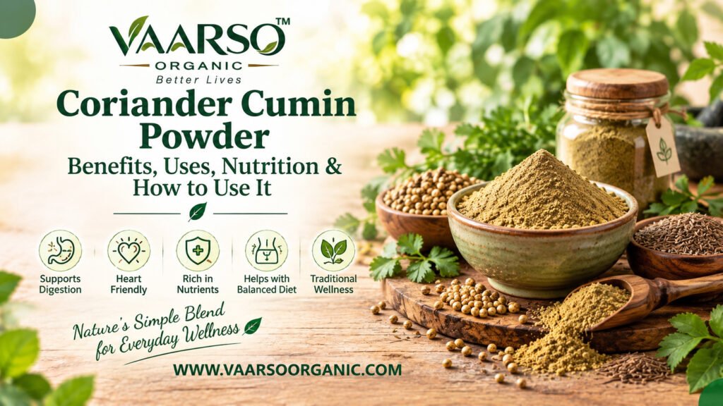 Coriander cumin powder with coriander seeds and cumin seeds for traditional digestive wellness
