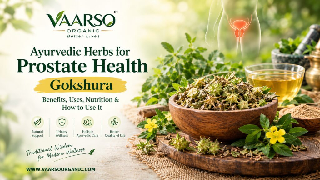 Ayurvedic herbs for prostate health featuring Gokshura and natural herbal ingredients