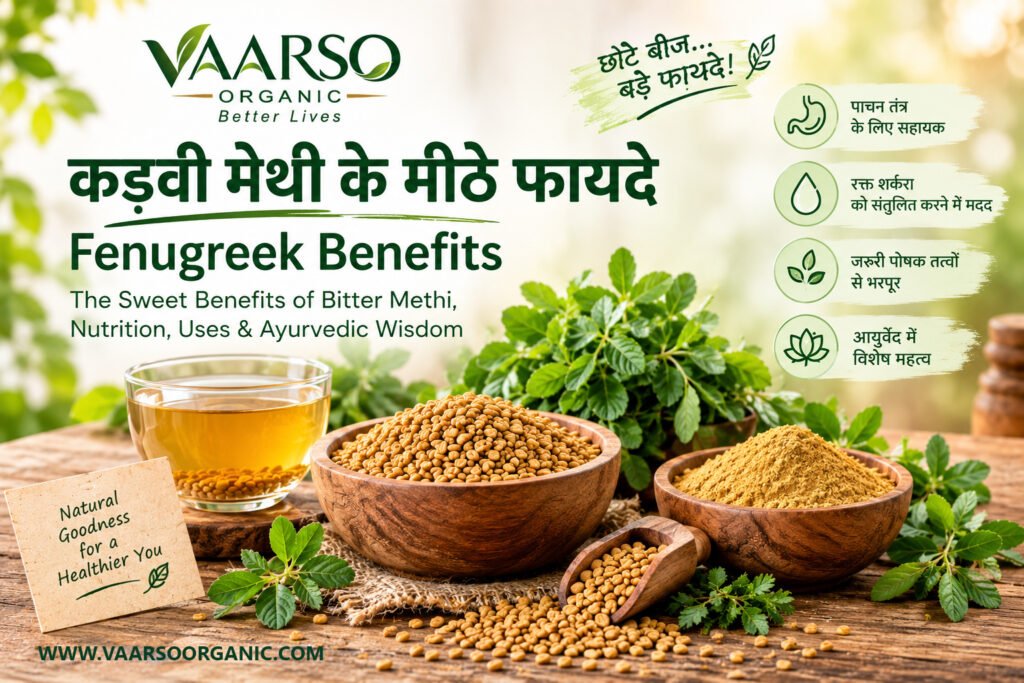 Fenugreek seeds and fresh methi leaves showing their nutritional benefits, traditional uses and Ayurvedic wellness
